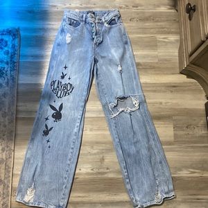 PLAYBOY.   high waist light washed distressed jeans. SUPER CUTE ❣️❣️ size 25